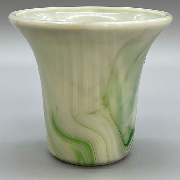 1940s Akro Agate Slag Glass Vase Pot Art Deco - Picture 6 of 16